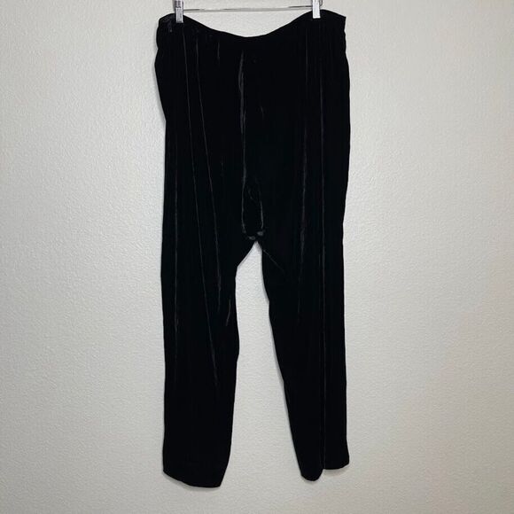 Eileen Fisher Pants XL Black Velvet Straight Leg Trouser Holiday Event Luxury - Picture 10 of 10